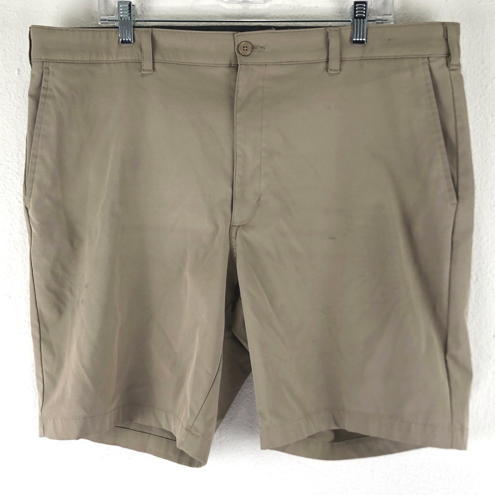 Ben Hogan Mens Khaki Performance Golf Shorts Size 40 Flat Front Elastic Waist